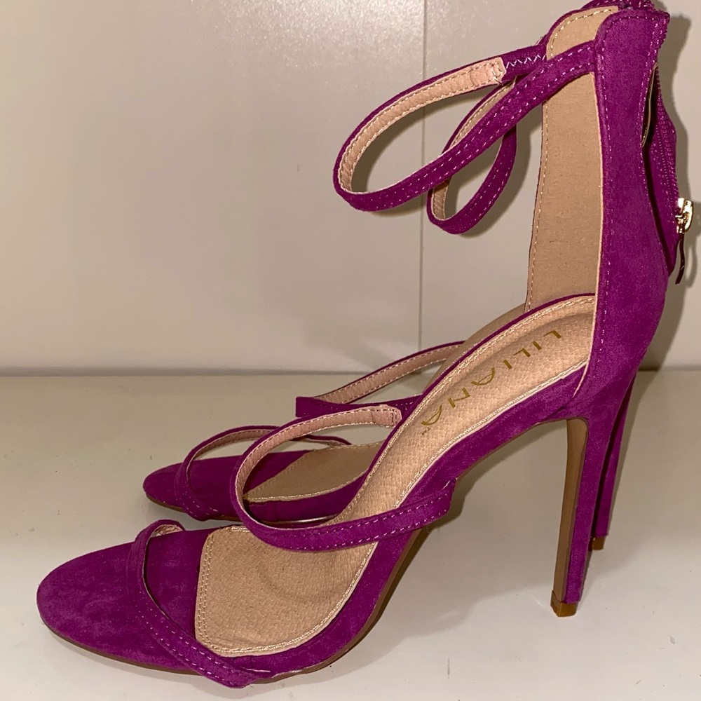 Lulu’s purple strap sandal heel